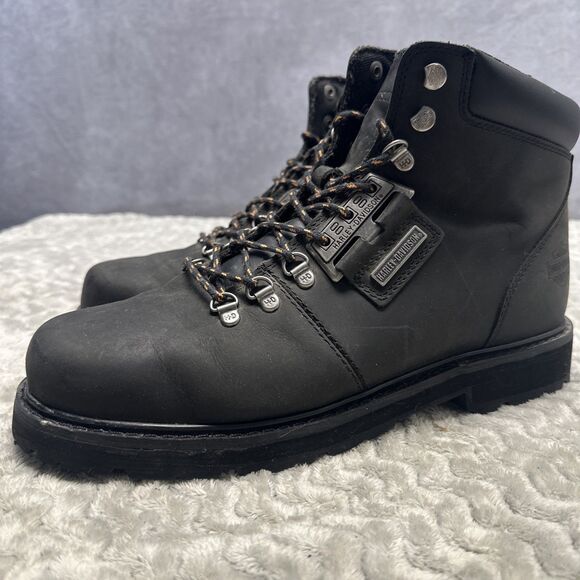 Harley-Davidson® Men's Templin Black Leather Motorcycle Boots D93434 Men’s 10.5 - Picture 1 of 9